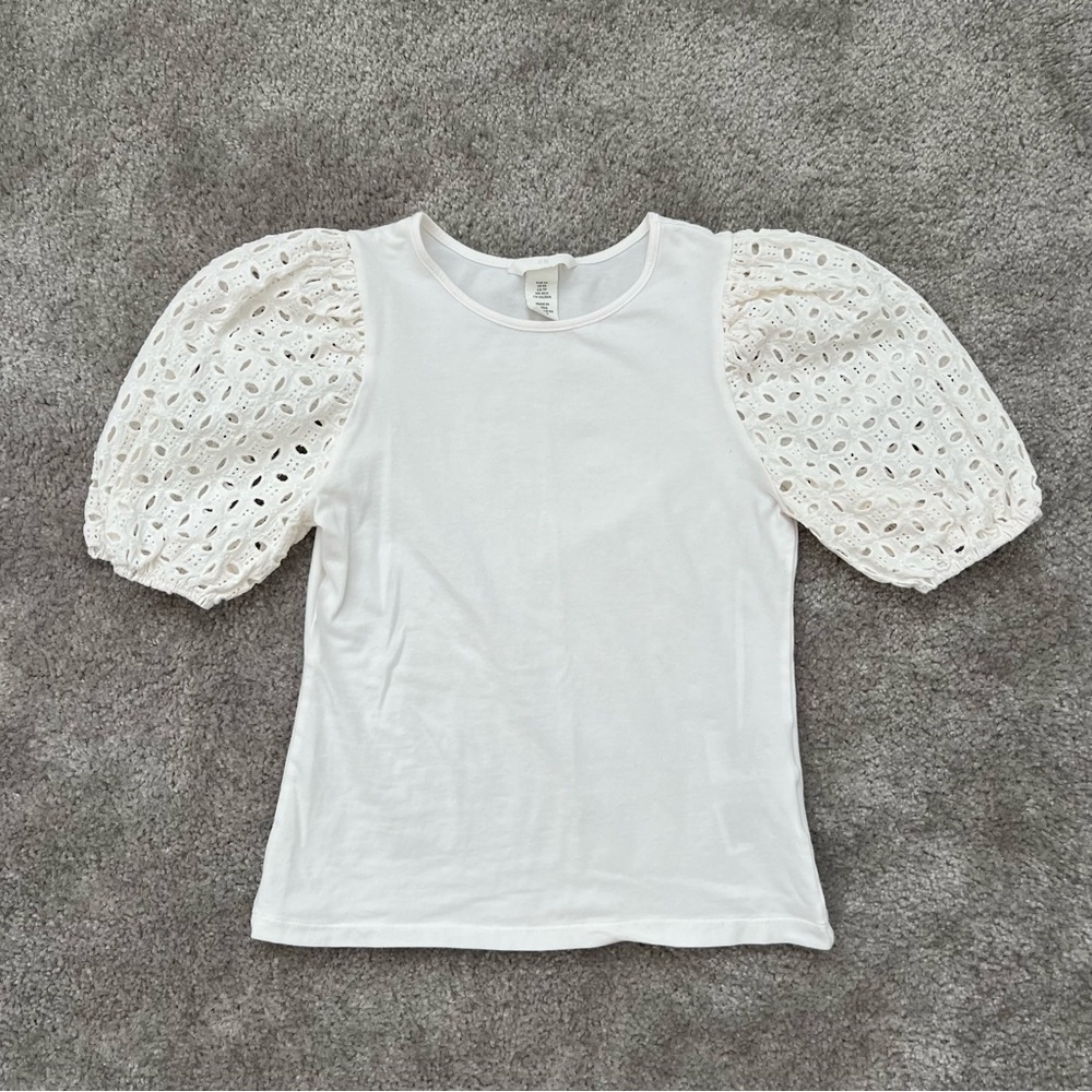 H&M White Short Sleeve Top